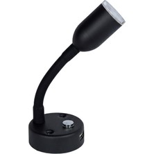 MELLİFERA Mellifera LED Okuma Lambası Döner Başlıklı Boyunlu Dokunmatik Dimmerli 2W 12V/24V - Siyah