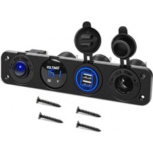Shuivan Shuıvan Kombine Şarj Paneli Voltmetre - Ikili USB - 12V Çakmak Söketi - On Off Anahtar