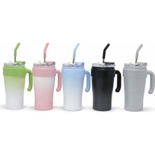 Hediye Fikri Isı Muhafazalı Kulplu ve Pipetli Çelik Termos Kupa - 10.5X21CM
