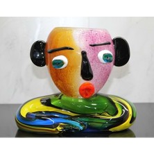 Hediye Fikri Murano Cam Yüz Saksılık - 19X23CM