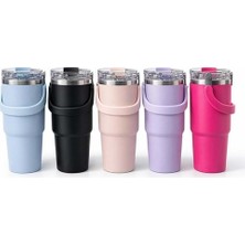 Hediye Fikri 900 ml Taşıma Kulplu Paslanmaz Çelik Termos Mug - Vakumlu Isı Yalıtımlı Bardak - 25X10CM