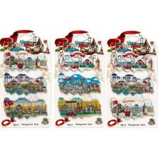 Hediye Fikri Istanbul Temalı Silikon Buzdolapı Süsü Magnet 3'lü Set - 8x5,5cm