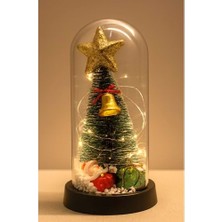 Hediye Fikri Yılbaşı Temalı Işıklı Dekoratif Cam Fanus - 21X11CM