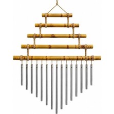 Hediye Fikri Bambu Metal Çubuklu Rüzgar Çanı NO:1022 - 30X28CM