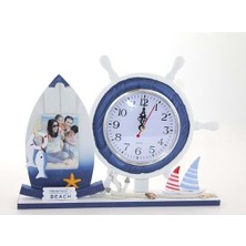 Hediye Fikri Ahşap Marin Dümenli Çerceveli Saat - 21X29CM
