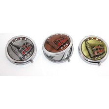 Hediye Fikri Metal Istanbul Temalı Yöresel Kabartmalı El Aynası - 7X7CM