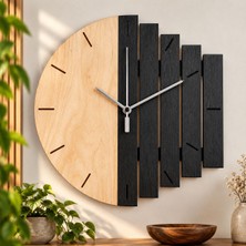 🌿 Rokh Mdf Ahşap Görünümlü Duvar Saati 35 cm | El Yapımı Lazer Kesim Modern Dekoratif Saat | Ev Dekoru | Hediyelik