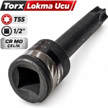 Badem10 Cr-Mo Torx Lokma Ucu T55 1/2" Güçlü Profesyonel Lokma Anahtarı Uyumlu Tamir Montaj Ucu