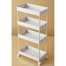 Pamit Toys Pamit Home Xl Rafata Çok Amaçlı Geniş Tekerlekli 4 Katlı Banyo Düzenleyici Dolap Içi Organizer Evye Altı Düzenleyicisi Askılı