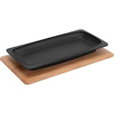 Esranın Dünyası Lava Döküm Servis Tabağı, 30X15 cm Ahşap Altlı - Lv As 172