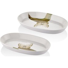 Esranın Dünyası Blanche Çukur Servis Tabağı 2 Li Set 30X17 cm BLN0008