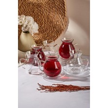 Esranın Dünyası Perotti Keyf-I Ala 18 Parça Cam Tabaklı 200 ml Borosilikat Çay Seti