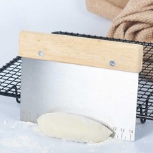 Esranın Dünyası Promosyonca Metal Hamur Kazıyıcı, 14 cm Ölçekli, Ahşap Saplı, Paslanmaz Çelik