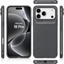 Wowacs Apple iPhone 18 Pro Uyumlu Kılıf Karbon Tasarım Kamera Korumalı Silikon Telefon Kılıfı Kapak