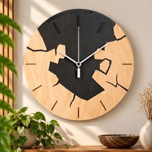 🌿 Rokh Hibrit Mdf Duvar Saati 35 cm | El Yapımı Lazer Kesim Dekoratif Saat | Modern Ahşap Tasarım | Hediyelik