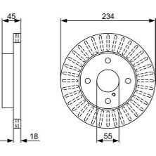 Bosch 0986479V65 Ön Fren Diski (Hava Kanalli) Mazda 323 1.6l B6 (Bg Kasa) 89-95 (235 Çap x 4 Bijon) - Adet Disk Fiyatıdır NA013325XA-NA013325X-NA013325XD