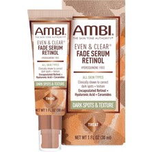 Esranın Dünyası Ambi Even & Clear Fade Serum, Hiperpigmentasyon Tedavisi, Hidrokinon Içermeyen, Koyu Nokta Düzeltici, 4 Hafta Kadar Kısa Sonuçlar, Retinol, Hyaluronik Asit, Niasinamid, Seramidler, 1 Fl Oz