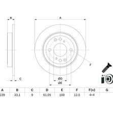 Bosch 0986479E95 Arka Fren Diski (Dolu Tip) Honda Jazz 1,4l L15B2 (Gk3 Kasa) 16-> (239 Çap x 4 Bijon) - Adet Disk Fiyatıdır 42510T5B950-42510T5B951