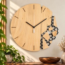 🌿 Rokh Mdf Duvar Saati 35 cm | El Yapımı Lazer Kesim Hibrit Dekoratif Saat | Modern Ahşap Tasarım | Hediyelik