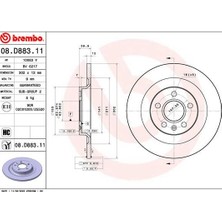 Brembo 08D88311 Arka Fren Diski Volvo XC40 (536) (2017=>2021=> (Cap 302X 5 Bijon 16 Inç) 31471477-32300123
