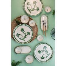 Esranın Dünyası Kütahya Porselen Ottoman Elegance 14 Parça 6 Kişilik Kahvaltı Takımı, Yeşil