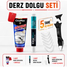 Cina Max 400 gr Derz Dolgusu+Spatula+Beyaz Derz Kalemi+5 Uçlu Derz Kazıyıcı Fayans Tamir Seti