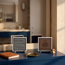 Miaju Deri Detaylı Tevekkül Vurgulu Hasbünallâhu ve Nîmel Vekîl Ayeti ve Orijinal Metinli Bismillâhirrahmânirrahîm Ile Masanıza Manevi Huzur Taşıyan Ikili Set 10X10 Cm, Açık Kahve - Kül Gri
