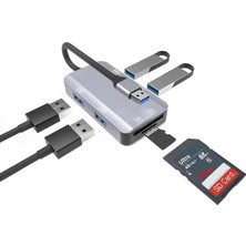 Happy Trend Adaptör 6 In 1 USB To USB A, Sd Kart Tf Kart Macbook Uyumlu Çevirici Adaptör Çok Portlu Çoklayıcı 6 In 1 USB Hub ZR786 (ZR786)