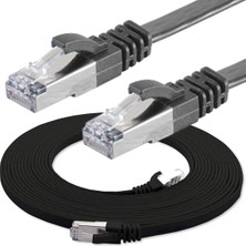 Happy Trend Irenıs Cat7 Yassı Ftp Ethernet Network Lan Internet Kablosu, Siyah 7,5 Metre