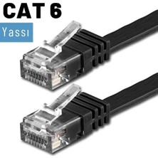 Happy Trend Irenıs Cat6 Yassı RJ45 Ethernet (Network, Internet) Kablosu (15 Metre, Siyah)
