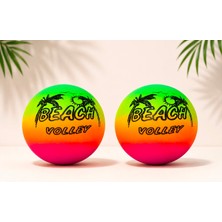 Muon Sports 2 Adet Çocuklar Için Evde Oynamalık Gökkuşağı Fosforlu Hediyelik Mini Plastik Beach Top - Futbol Oyun Topu - 100GR