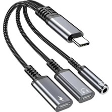Happy Trend 60W 3in1 Alüminyum Gövde Usb-C Adaptör Type-C To Type-C Şarj ve 3.5 mm Jak ve Dac Destekli Kablo AL5418
