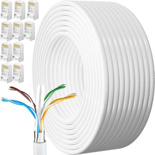 Happy Trend Kablosu 50 Metre Cat 6 Yüksek Hızlı 1000MBPS 250MHZ Koruması Internet Kablosu Beyaz Lan Kablosu Uzun 160FT Network Kablosu 50M Kurulum Ethernet Kabloları