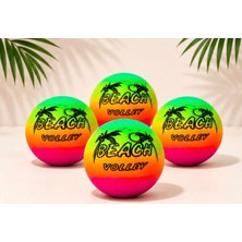 Muon Sports 4 Adet Çocuklar Için Evde Oynamalık Gökkuşağı Fosforlu Hediyelik Mini Plastik Beach Top - Futbol Oyun Topu - 100GR