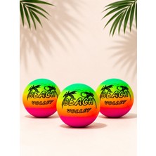 Muon Sports 3 Adet Çocuklar Için Evde Oynamalık Gökkuşağı Fosforlu Hediyelik Mini Plastik Beach Top - Futbol Oyun Topu - 100GR