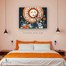 Touchvar Yatay Kanvas Tablo Güneş ve Çiçekler Bitki ve Çiçek Tablosu Ev Ofis Duvar Dekoru