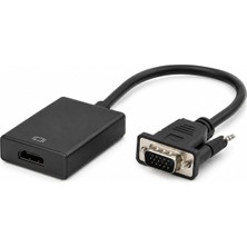 Happy Trend VGA To HDMI Full Hd Görüntü Çevirici Aparat, Analog Erkek To HDMI Dişi Aktif Dönüştürücü, Pc Laptop Notebook VGA Çıkışından HDMI Tv Monitör Projeksiyon Bağlantı Adaptörü