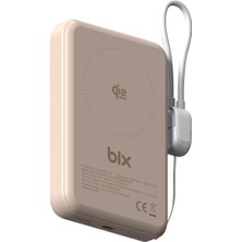 Happy Trend 25W Kablosuz Magsafe Pd 3.0 10000MAH Powerbank Semi-Solid State Batarya Dahili Usb-C Kablolu Delinmeye Dayanıklı Ultra Korumalı Taşınabilir Hızlı Şarj Cihazı Açık Bej