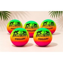 Muon Sports 5 Adet Çocuklar Için Evde Oynamalık Gökkuşağı Fosforlu Hediyelik Mini Plastik Beach Top - Futbol Oyun Topu - 100GR