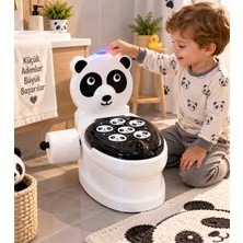Nunu Tuvalet Eğitimi Için Oyuncak Klozet Işıklı ve Su Sesli Panda Şekilli Eğitici Çocuk Lazımlık Klozet