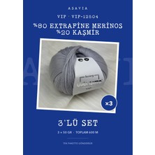 Lana Gatto Vıp Örgü Ipi 3'lü Set 3 x 50 gr %80 Extrafine Merinos %20 Kaşmir – VIP-12504