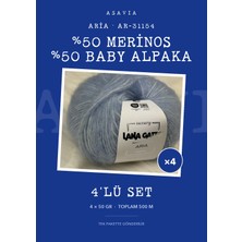 Lana Gatto Aria Örgü Ipi 4'lü Set 4 x 50 gr %50 Merinos %50 Baby Alpaka – AR-31154