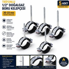Mercure MC12K Trifonlu Doğalgaz Boru Kelepçesi 1/2'' Kısa Trifonlu Vida (5 Adet)