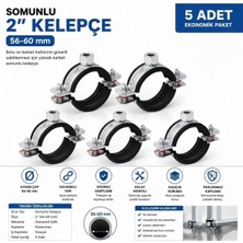 Mercure Mc2 Somunlu Galvaniz Kelepçe 56-60 mm Sıkma Aralığı Kelepçe (5 Adet)