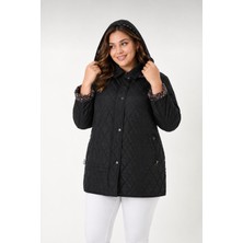 Kapitone Mont, Büyük Beden Mont, Baharlık, Büyük Beden Ceket, Kapüşonlu, Suya Dayanıklı Mont,krem