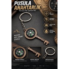 Yenilig Pusulalı Anahtar Tasarımlı Retro Anahtarlık – Metal Zincirli Vintage Aksesuar ve Hediye