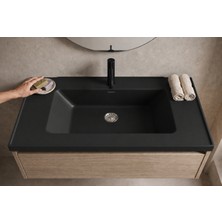 Güney Ankastre Zenit 80 cm Siyah Granit Banyo Lavabosu