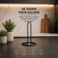 Anza Home Siyah Metal Kağıt Havluluk Dik Havlu Peçetelik Standart ve Büyük Boy Rulo Uyumlu