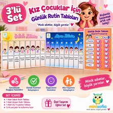 Mini Sofia Minisofia “kız Çocuk 3’lü Rutin Tablo Seti – Sabah Akşam Rutin ve Diş Fırçalama Tablosu
