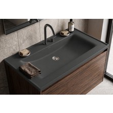 Güney Ankastre Aura 65 cm Antrasit Granit Banyo Lavabosu